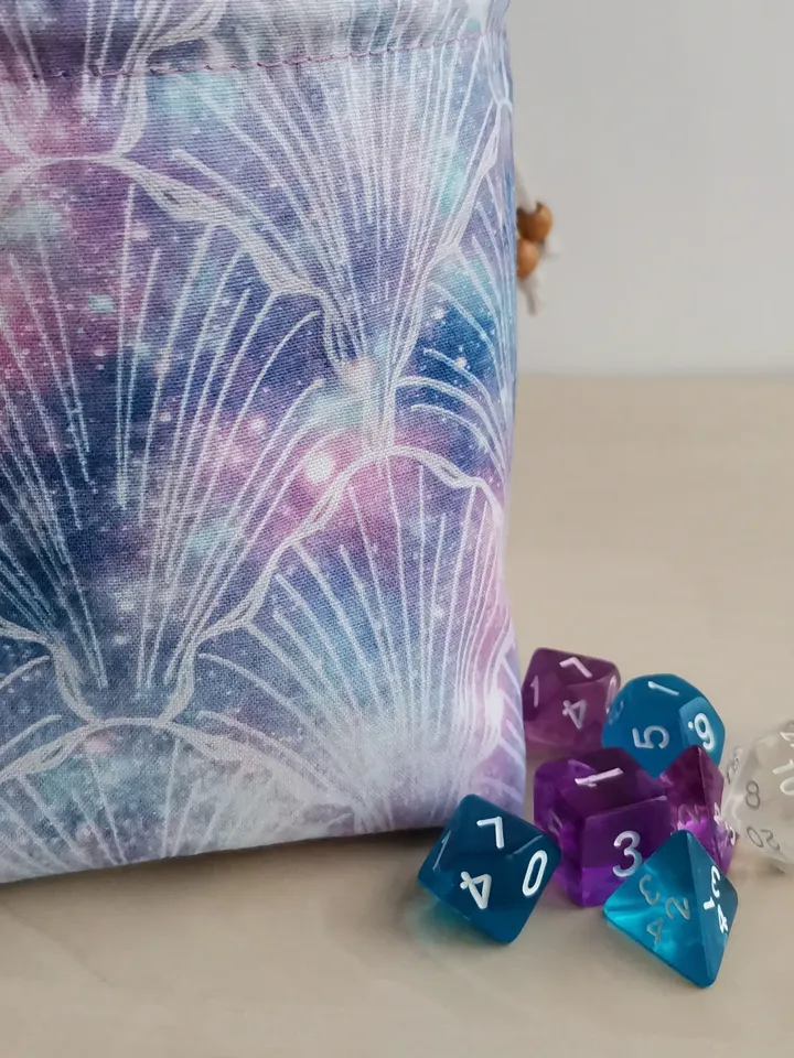 Large dice bag with pockets for 150-200 dice Pink and violet