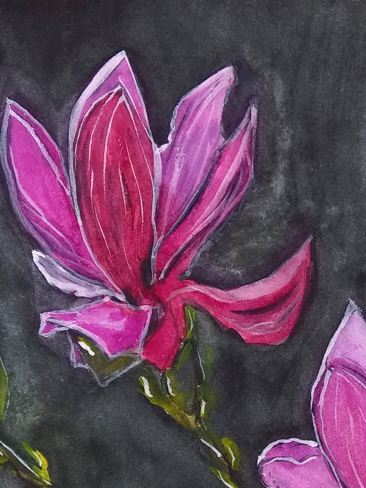 Ukrainian art Magnolia flower painting Ukrainian artist Original painting Pink magnolia flower art