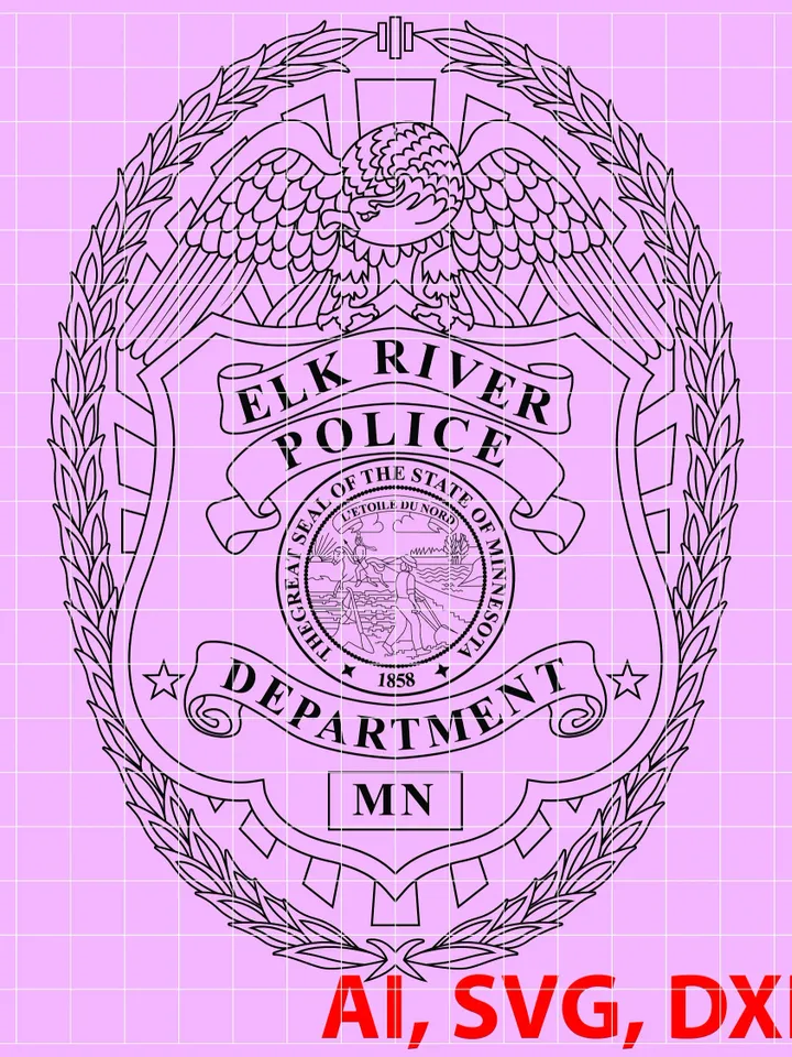 State of Minnesota Elk River Police Badge, Logo, Seal, Custom, Ai, Vector, SVG, DXF, PNG, Digital