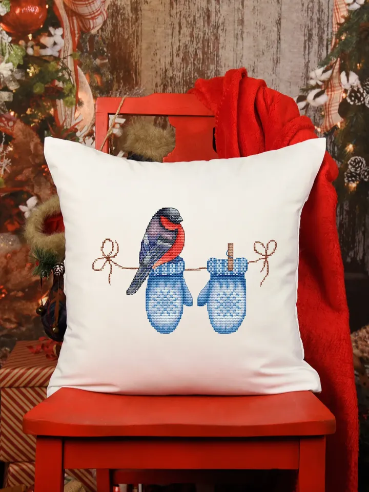 Bullfinch Winter Nature Cross Stitch Pattern, Bird Embroidery, Digital Christmas Cross Stitch Chart, PDF Cross Stitch Pattern