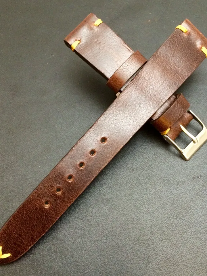 Leather watch band, Brown watch band, Leather watch strap, Vintage watch band for 19mm, 20mm lug, Brandy Brown, 16mm buckle, FREE SHIPPING