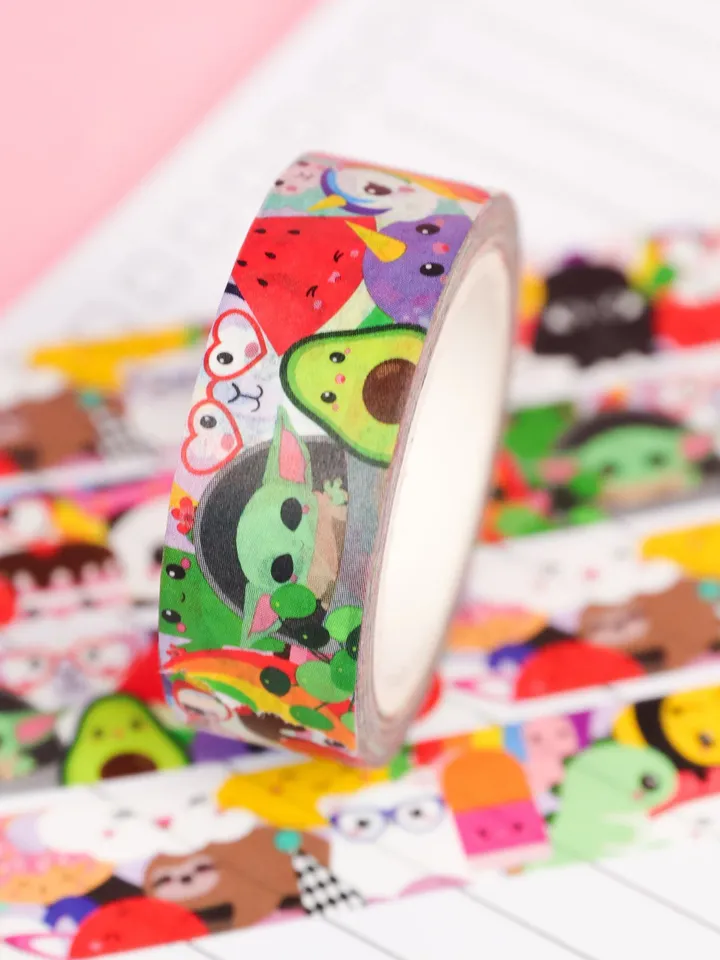 Washi Masking Tape Kawaii unicorn, yoda, panda, rainbow is a scrapbook paper tape for fun bullet journalling, crafting, gift wrapping & more