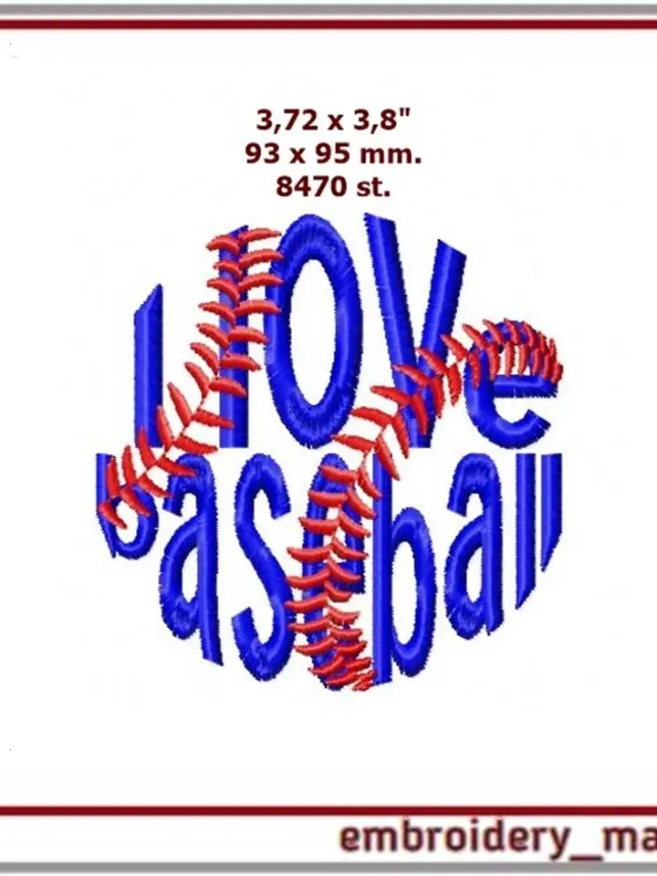 I love baseball. Digital Machine Embroidery Design
