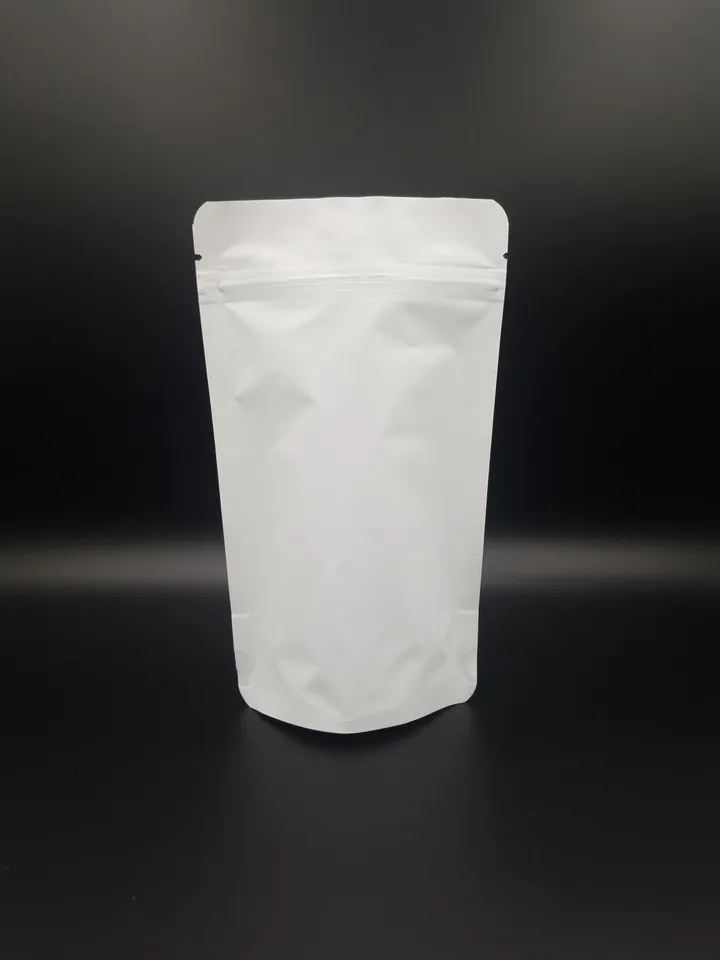 White Stand Up Pouches with Resealable Lock Zipper Bag Body Scrub Pouches, Spice Herb Bath Grain Pet Food Zip Lock Resealable Packaging Bag