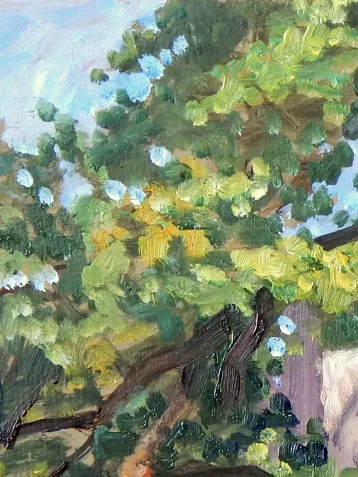 Bryn Mawr Landscape Painting - Old Tree at Rhoads/Bryn Mawr College- 9x16 Oil on Panel, Plein Air Impressionist Fine Art, Signed Original