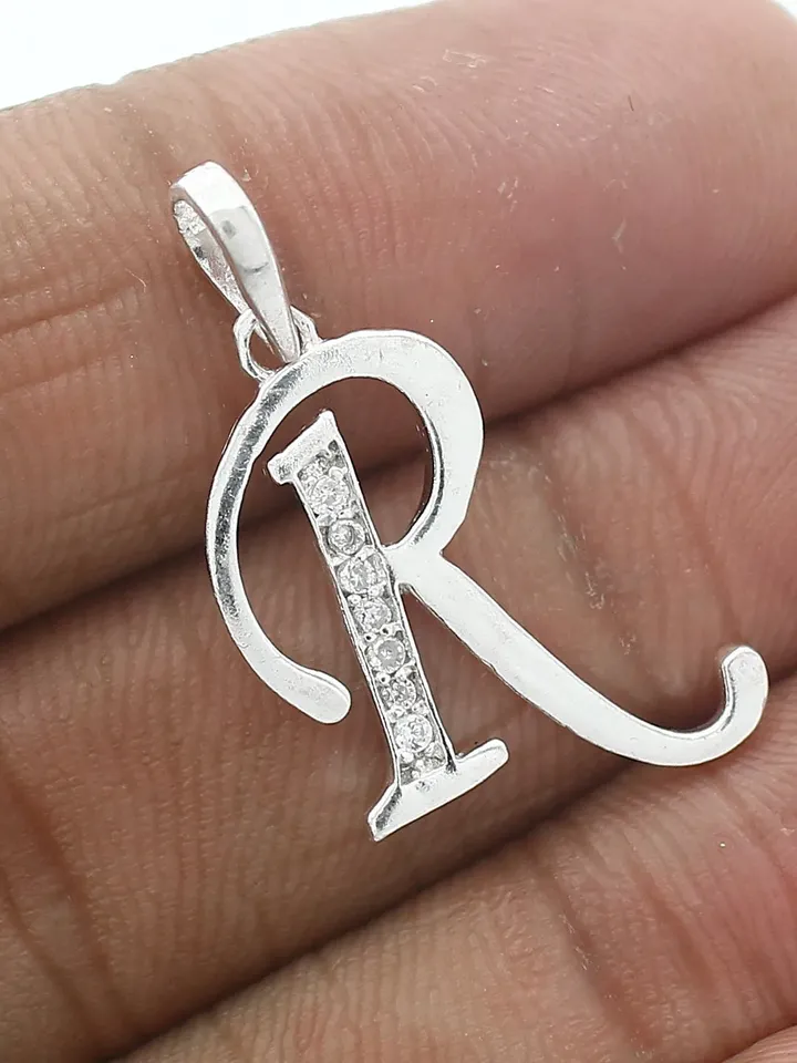 CZ Letter Pendant, Initial Letter Charm, Personalized Necklace, 925 Sterling Silver Pendant, CZ Letter, Pave Pendant, Letter Necklace