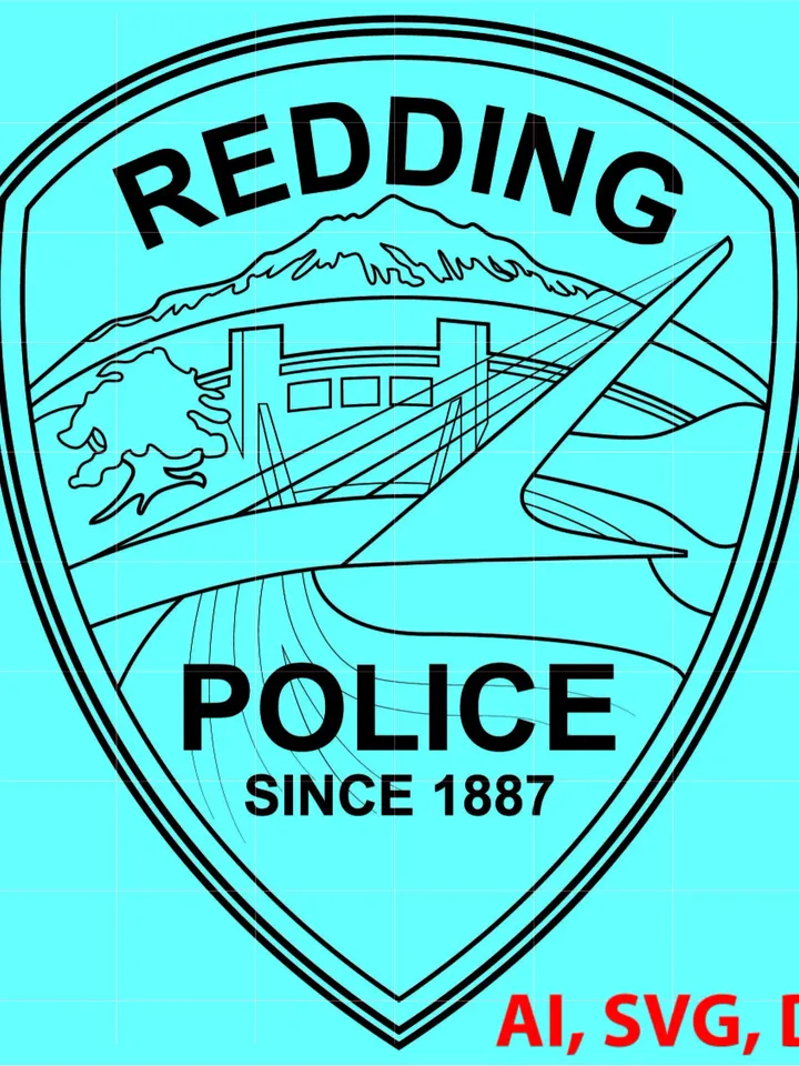 Redding Police Badge, Logo, Seal, Custom, Ai, Vector, SVG, DXF, PNG, Digital