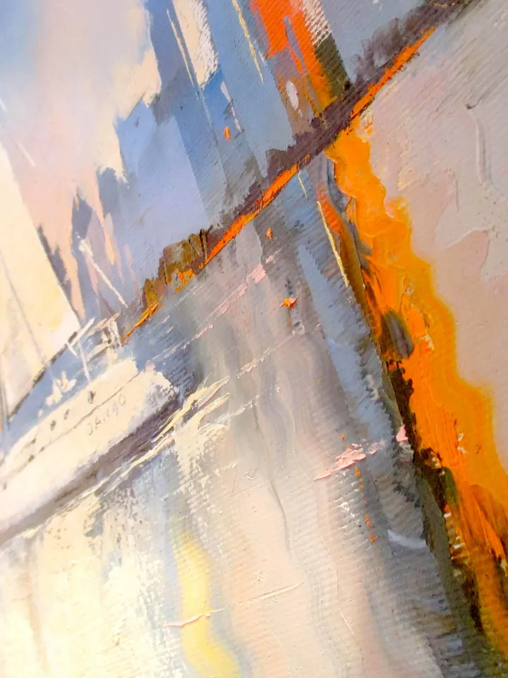 Chicago Painting ORIGINAL OIL PAINTING on Canvas, HAND PAINTED Lake Michigan Chicago Skyline Original Art by "Walperion"