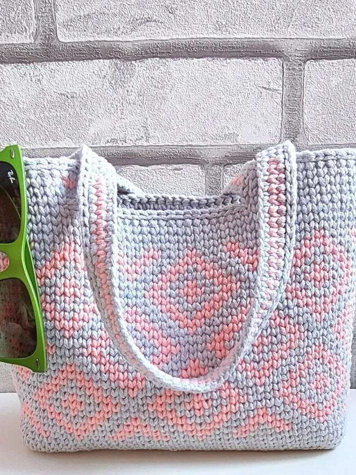 Cotton boho tote Unique hand-woven bag