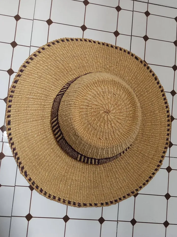 Wide brim  straw hat with leather strap | Floppy hat | Beach Hat