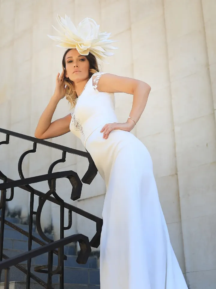 Large Lotus hat Kentucky Derby Flower fascinator Bridal Headpiece Floral headband Bride accessory Tea Party