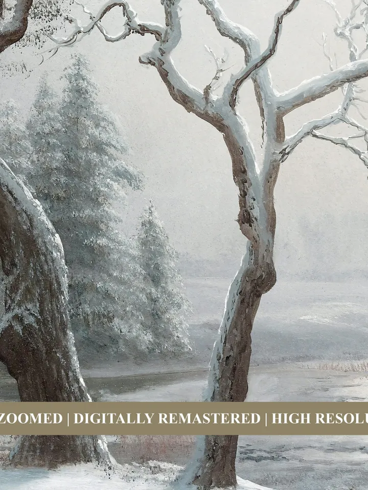 Winter In Yosemite Landscape, Muted Vintage Christmas Art, Printable Wall Decor Download | 342