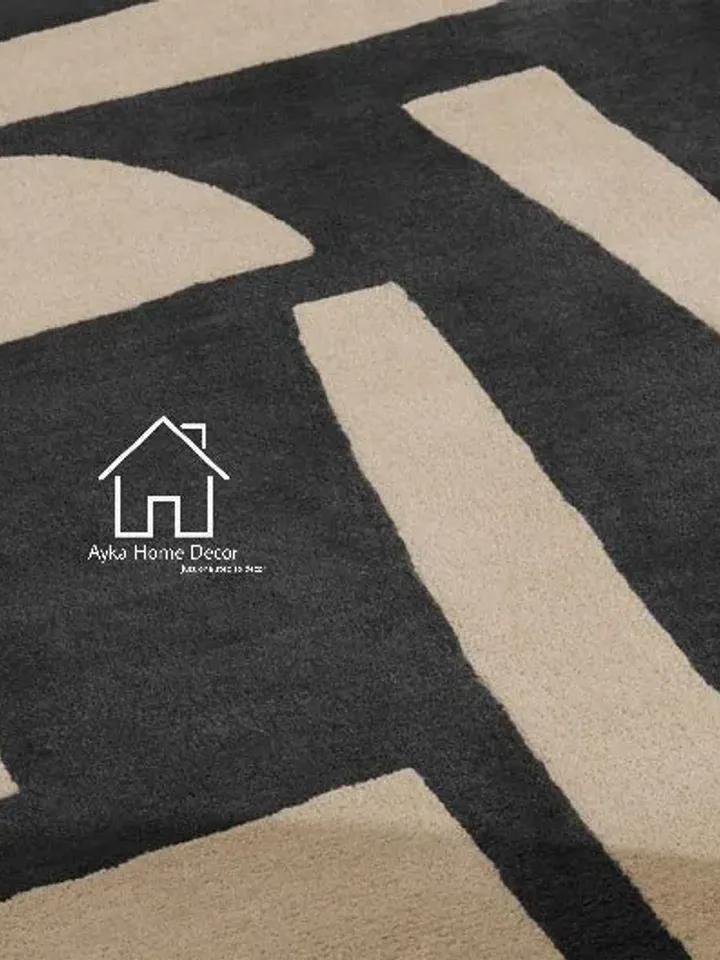 Ayka 100% Handmade Woolen Area Rug For Hall Kitchen Living Room Bed Room Bath Room Dining Room Kids Room Carpet / Beige Black Rugs Christmas
