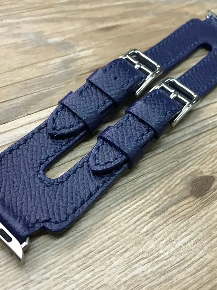 Apple Watch Band, Apple Watch Strap, Double Buckle Cuff Watch Band, Bleu Agate Double Buckle Cuff For Apple Watch 38mm 40mm 42mm 44mm