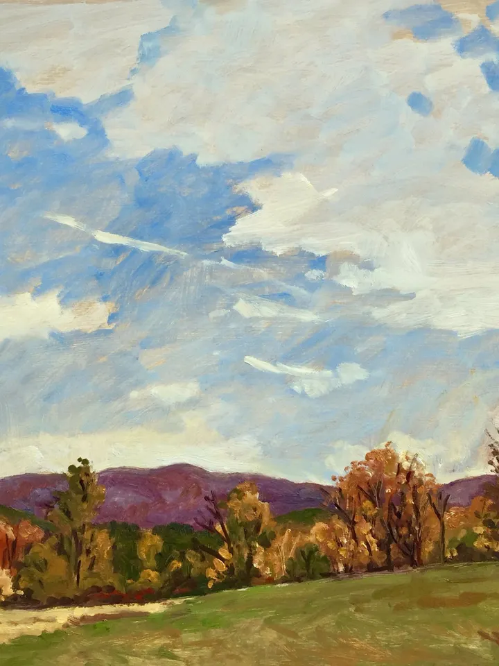 Autumn Landscape Painting - October in the Berkshires - 16x20 Oil on Panel, American Plein Air Impressionist Fine Art, Signed Original