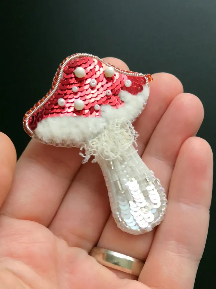 Fly Agaric Brooch Mushroom Brooch beaded brooch