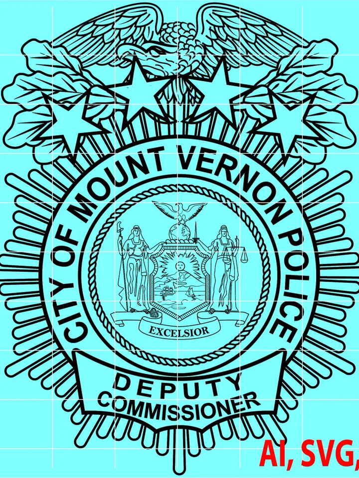 Police Badge, City of Mount Vernon Police Deputy Commissioner Badge, Logo, Seal, Custom, Ai, Vector, SVG, DXF, PNG, Digital