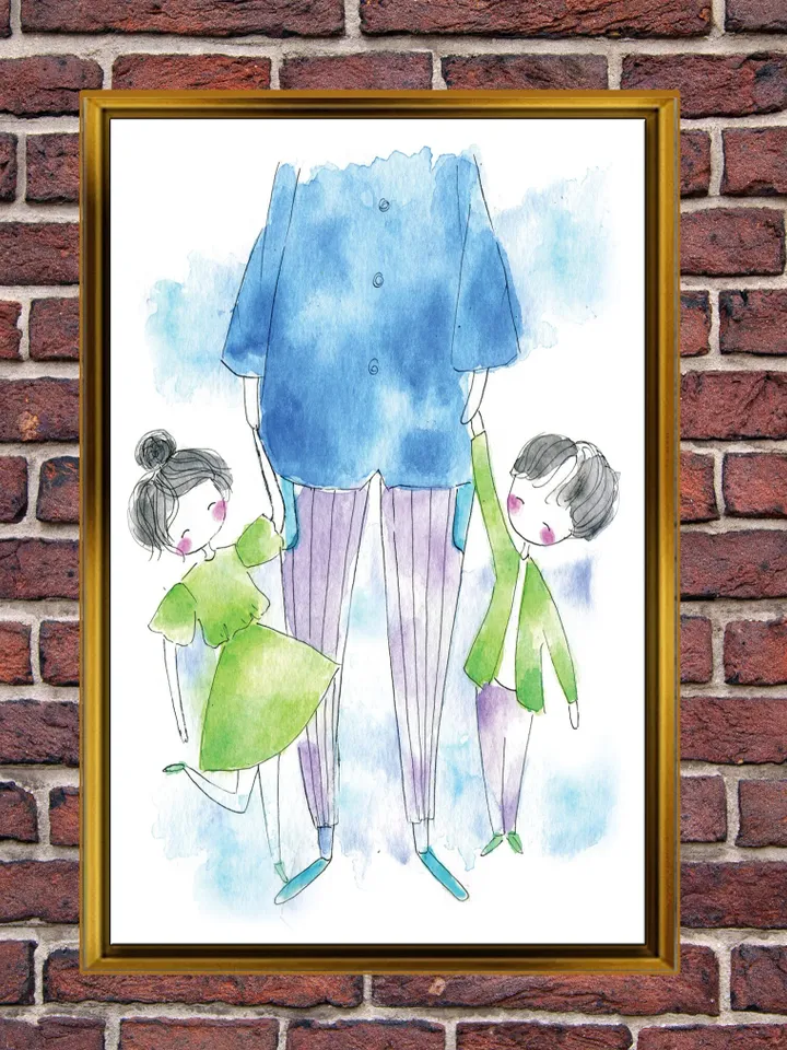 Watercolour Painting Cartoons Print on Canvas , Floating Frame Option, Modern Wall Art, Extra Large Canvas Wall Art