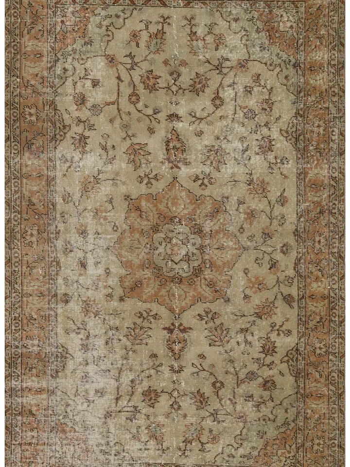 Boho Chic Turkish Rug - Natural Oushak Carpet for Bohemian Home Decor - 139x228 cm (4.5x7.5 ft