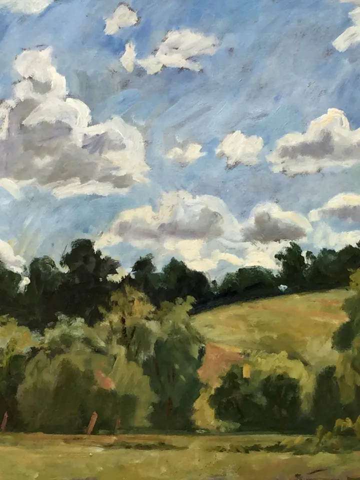 Large Original Landscape Painting - Hills and Sky/Berkshires- 20x30 Oil on Linen, Impressionist Plein Air Fine Art, Signed Original