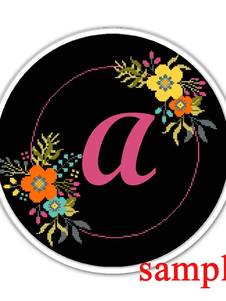 Modern cross stitch. Wreath cross stitch pattern. Flower frame cross stitch.