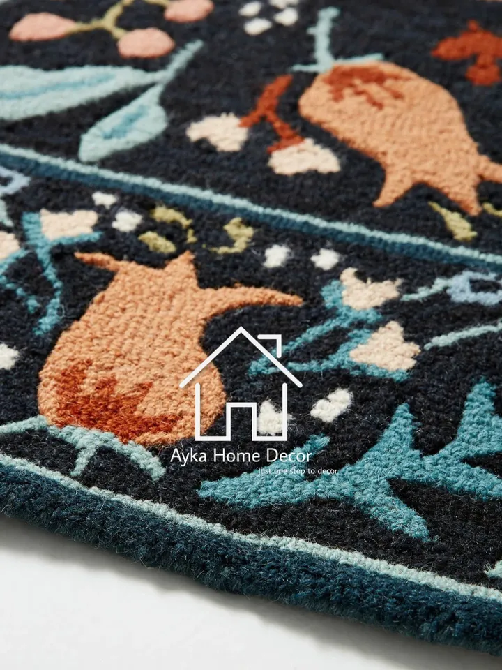 Ayka Vintage 100% Handmade Woolen Area Rug For Hall Kitchen Living Room Bed Room Bath Room Dining Room Kids Room Carpet / Christmas Gift