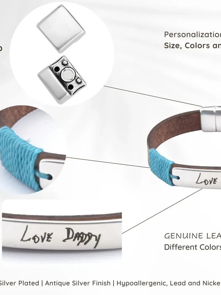 Signature Bracelet with Grandma's Handwriting | Actual Handwritten Jewelry from a Loved One | Sentimental Gift for Men Women Grandchildren
