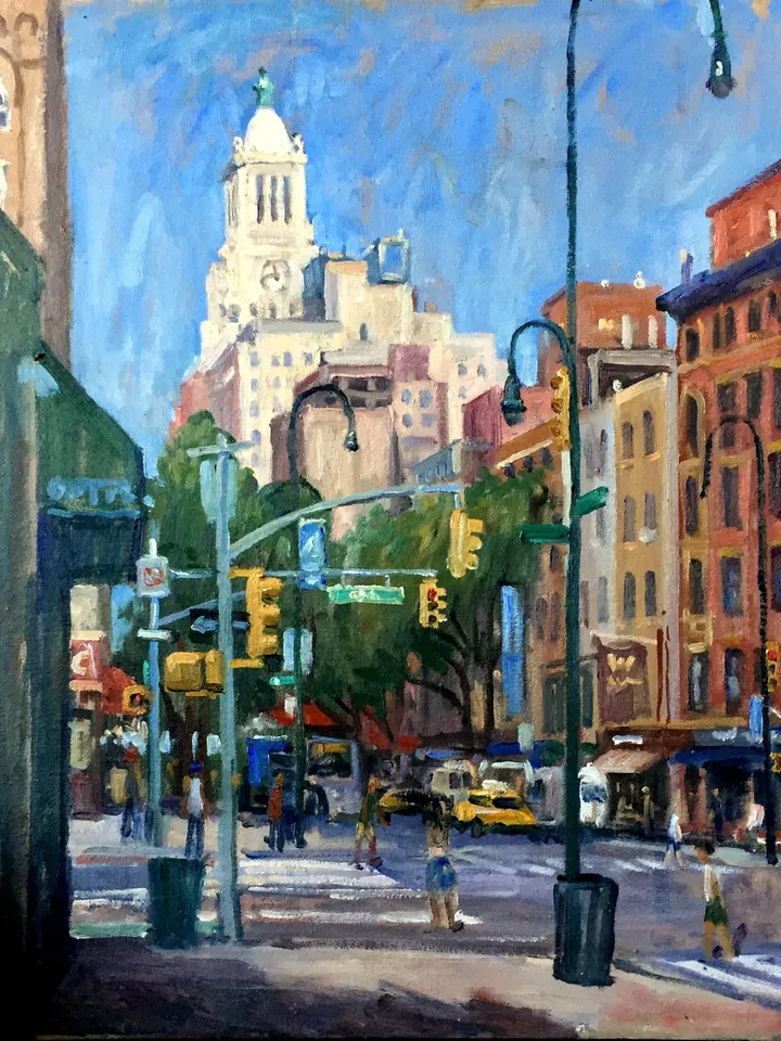 Original New York Cityscape Painting -14th Street/NYC- 16x20 Oil on Canvas, Large Urban Impressionist Fine Art, Plein Air Signed Original
