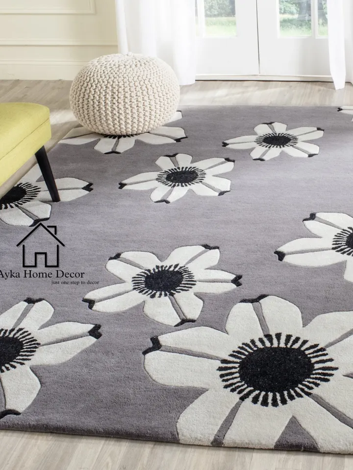 Modern Grey Hand Tufted Rug 100% Woolen Area Rug For Hall Kitchen Living Room Bed Room Bath Room Dining Room Kids Room Carpet / Christmas