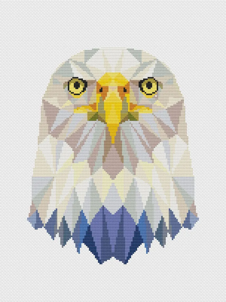 Geometric Eagle Cross Stitch Pattern, Modern Cross Stitch, Geometric Animals Cross Stitch Pattern PDF