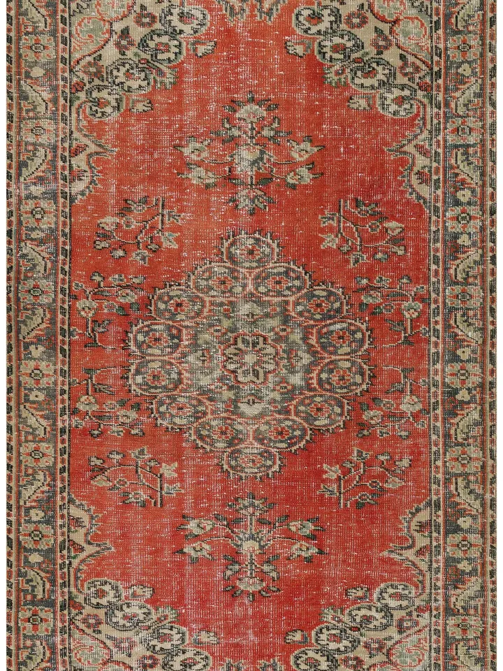 Add Warmth and Style to Your Living Room with this Orange Turkish Rug - 4.79x7.93ft of Beautiful Home Decor!