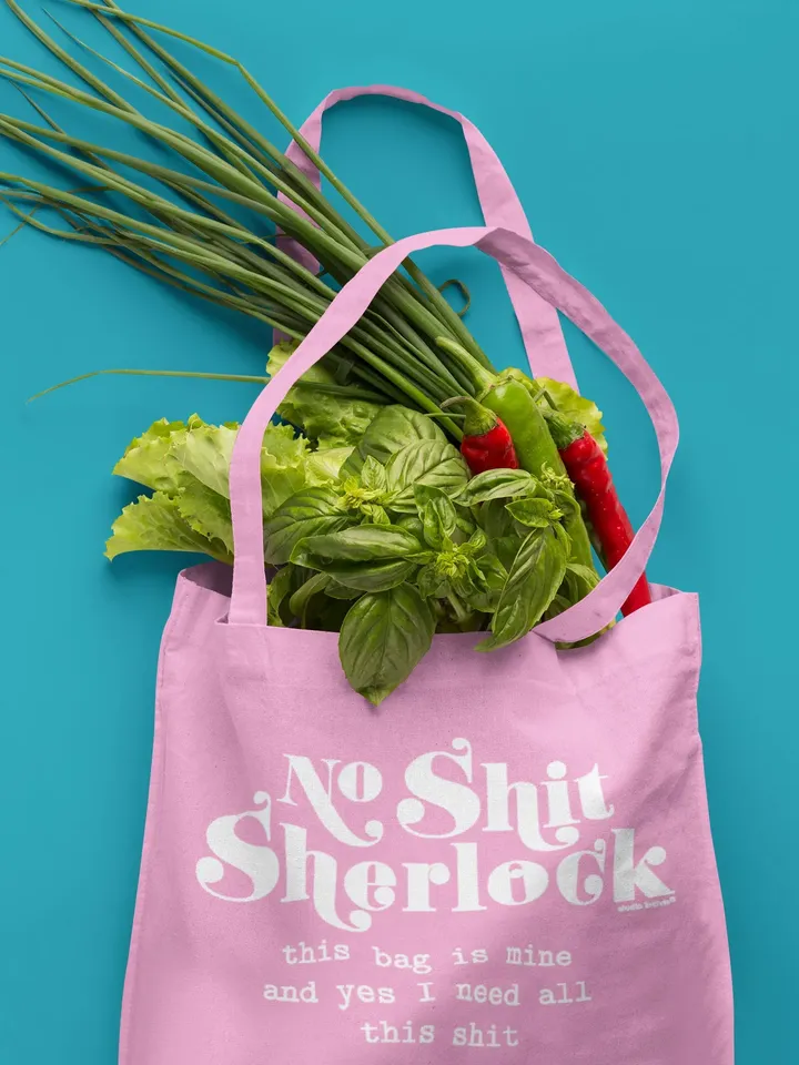 No shit Sherlock tote pink bag is a funny Sherlock Holmes gift for every Sherlock Holmes bbc lover or Sir Arthur Conan Doyle fan