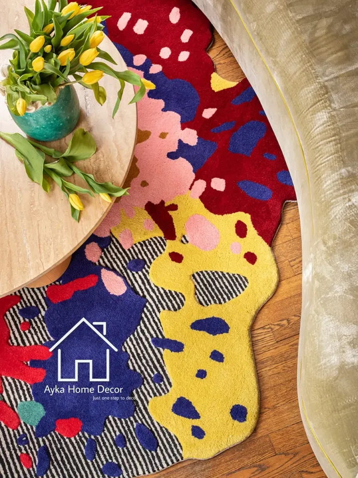 Hand Tufted Striped Area Rug Modern Area Rug Handmade Area Rug Hand Tuft Rugs Hand Tufted Rugs Living Room Rugs / Round Rug / Christmas Gift