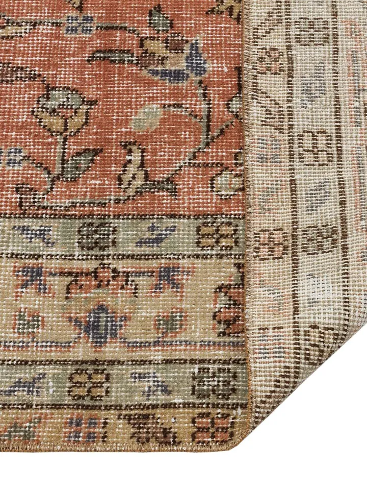 OrangeOushak: Vibrant Turkish Rug for Living Room, Home Decor, Oushak Style, 147x241cm.