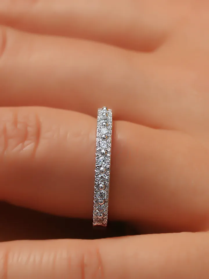 WOMEN ETERNITY RING | Custom Diamond Wedding Ring Band | Eternity White Gold Stacking Ring | Natural Diamond Ring | Personalized Jewelry
