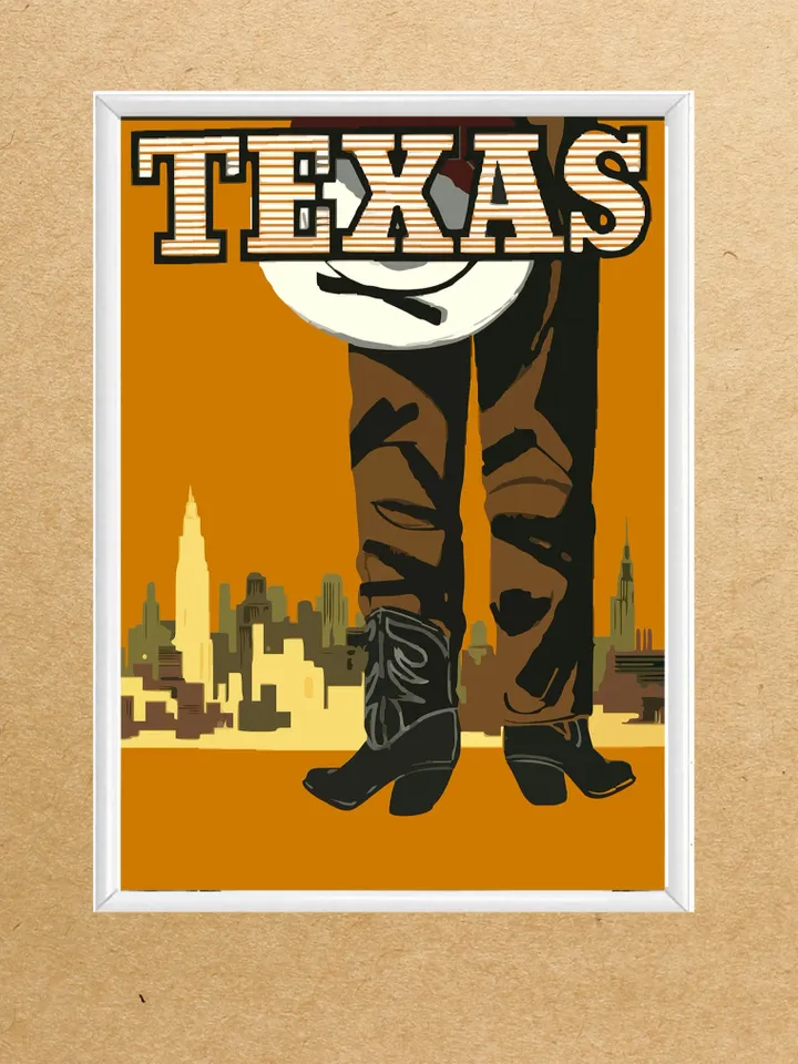 Texas Cowboy Poster Print on Coated Paper Wall Art, Custom Poster, Home Decor,framed without glass.