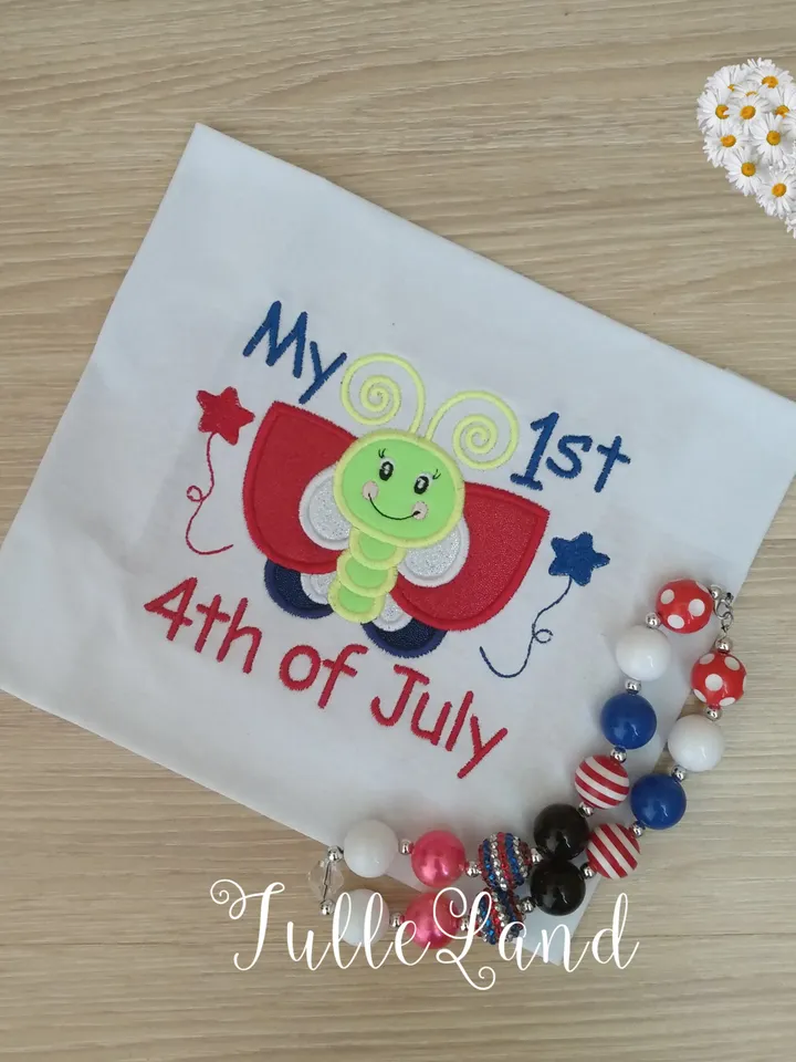 My 1st 4th Fourth of July Little miss america American Patriotic Unicorn USA Applique Design for Machine Embroidery