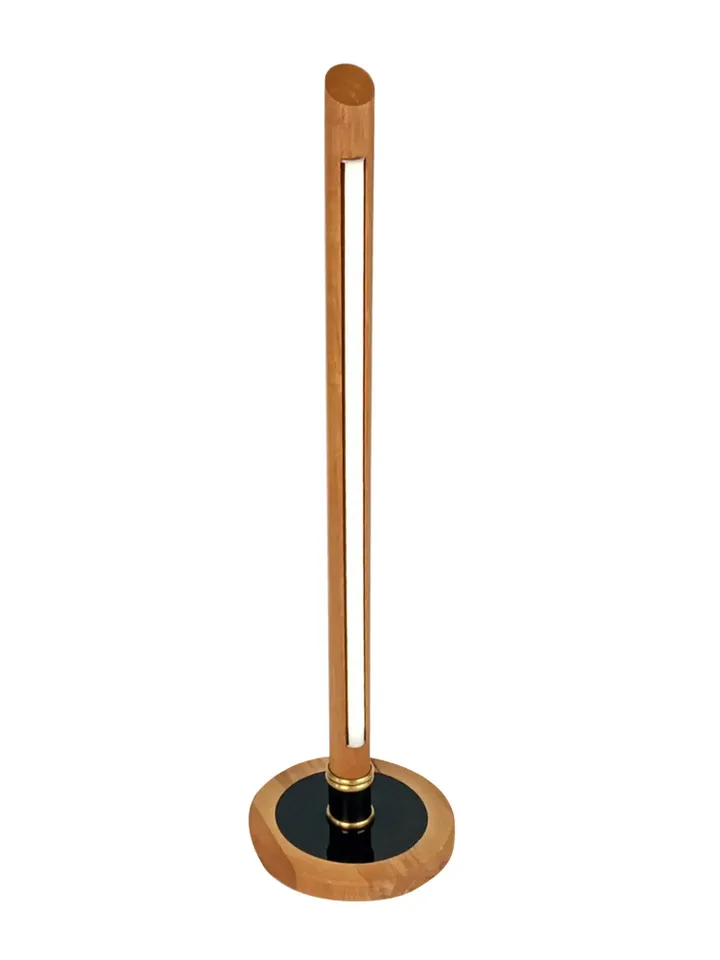 Cylinder LED table lamp, modern desk light, wooden tube bedside lamp