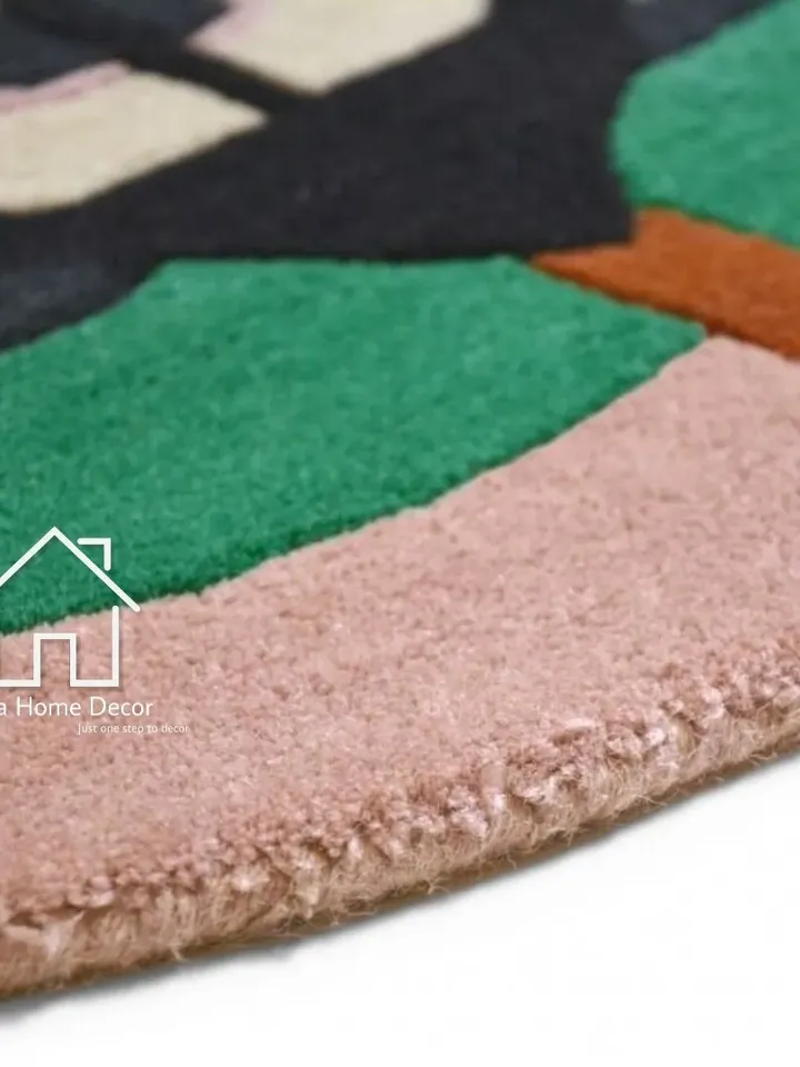 Spido Round Shape Wool & Silk Rug Handmade Area Rug Hand Tuft Rugs Morden Rugs for Living Room Rugs Bedroom rug Designer Area Rug