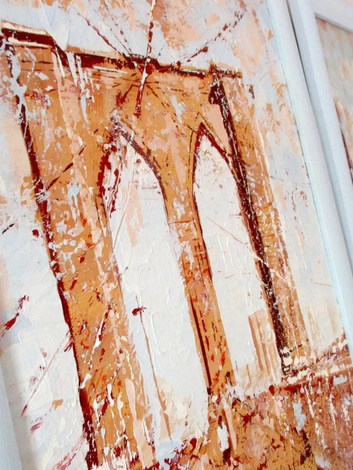 New York Painting ORIGINAL PAINTING ON CANVAS, Brooklyn Bridge Painting by Walperion