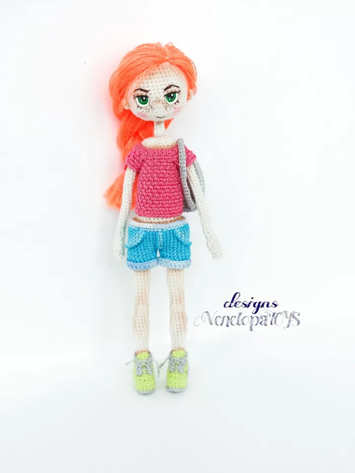 Crochet Doll Summer Pattern, amigurumi doll with clothes, tutorial crochet doll, pdf pattern crochet doll