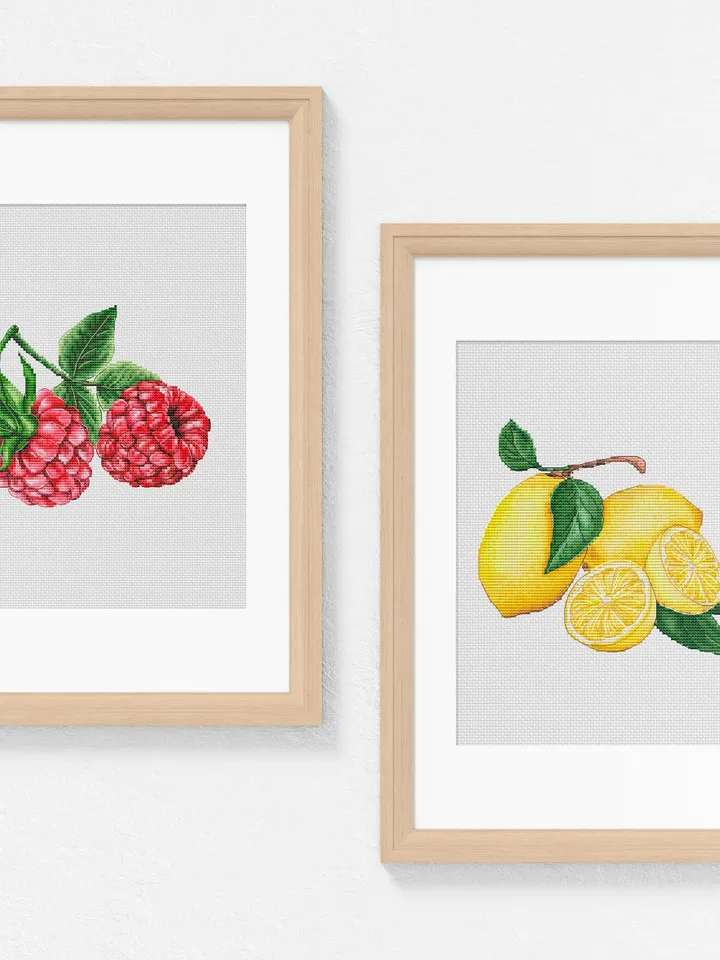Raspberry Cross Stitch Pattern PDF, Embroidery Instant Download, Modern Embroidery, Easy Cross Stitch, Raspberry Wall Art