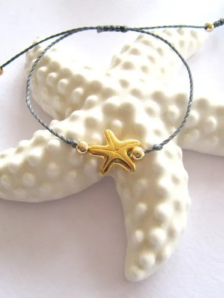 Starfish bracelet, maritime bracelet with golden starfish hippie style, Ibiza bracelet boho style, friendship bracelet gift, nautical band