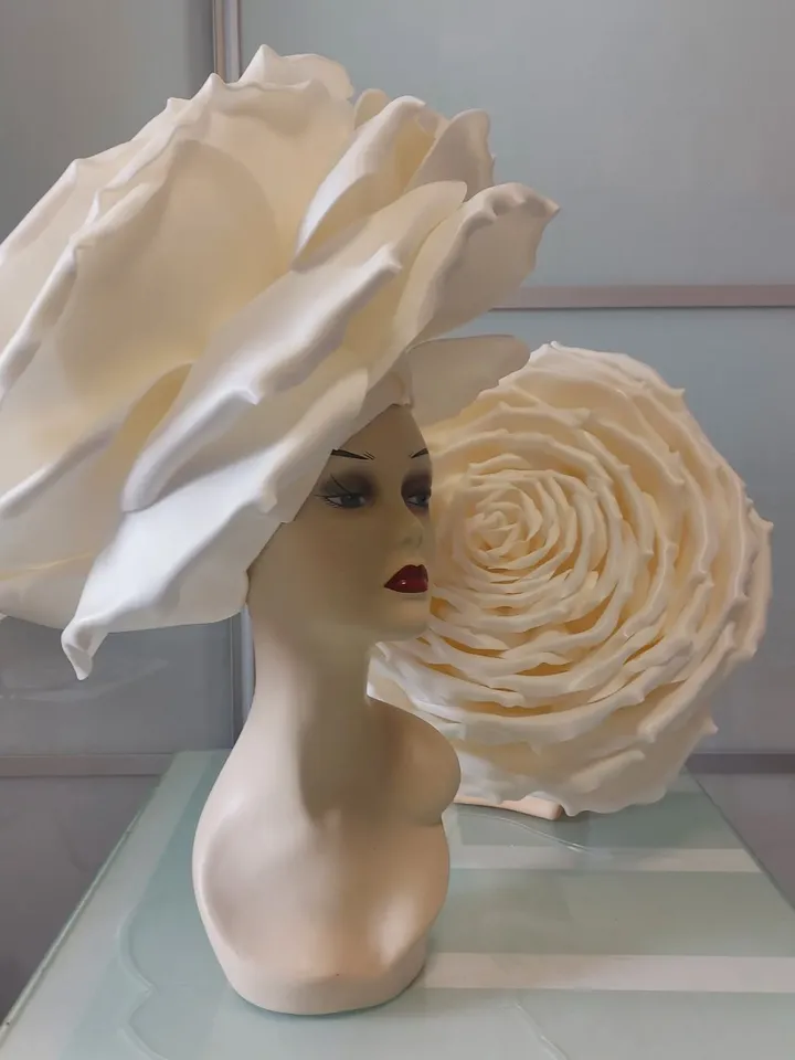 Huge rose statement hat 3 pcs Wedding headdress20" Kentucky Derby Cocktail Occasion headpiece Women Fashion 2024