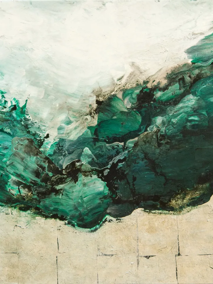 Dark Green Wall Art, Abstract Painting on canvas, Large Abstract Wall Art, Emerald Abstract Art Canvas for Living Room Decor