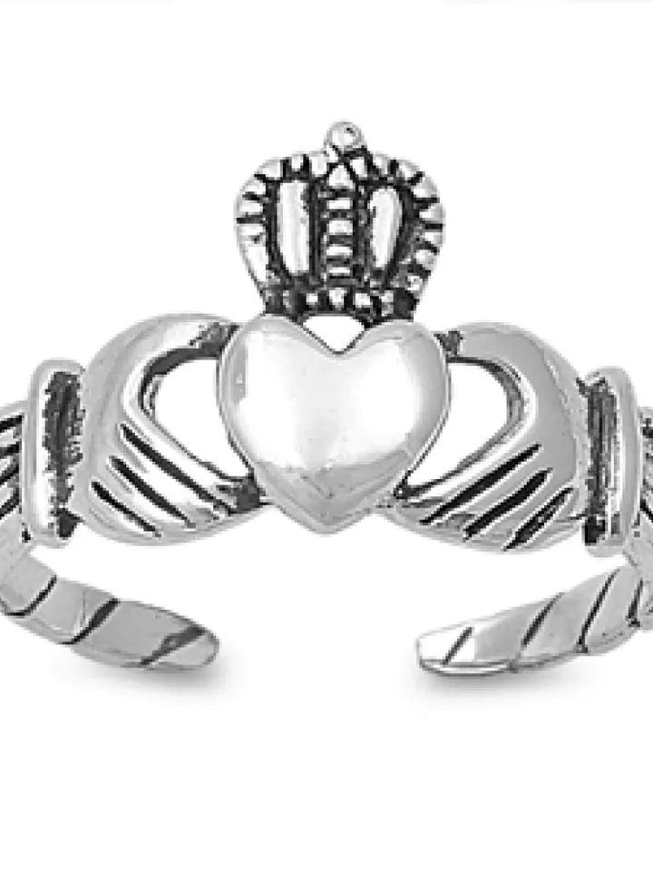 Claddagh toe ring ·Toe Ring · Silver Toe Ring Claddagh Heart Crown · Sterling Silver Adjustable toe ring · 925 toe rings for women