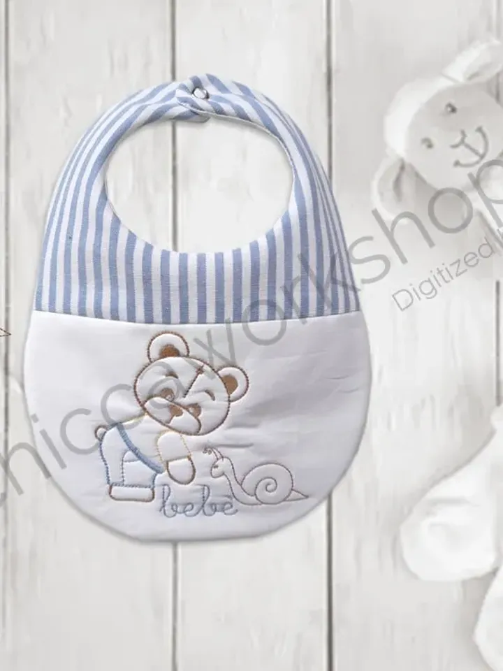ITH Bavaglino Bicolore Teddy - Ricamo a macchina con tutorial