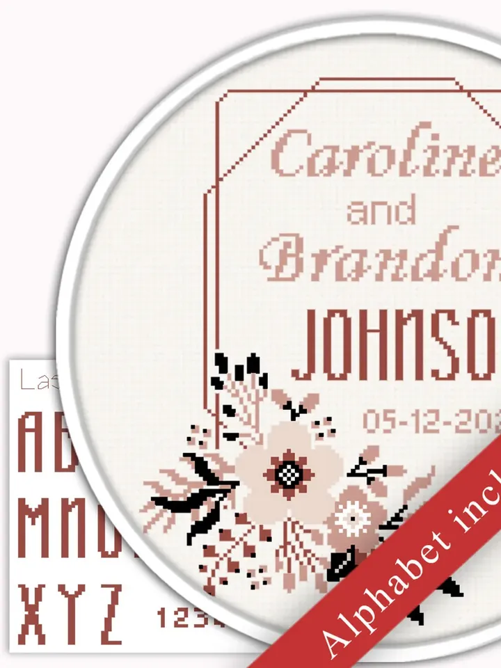 Anniversary cross stitch pattern. Wedding cross stitch pattern. DIY.
