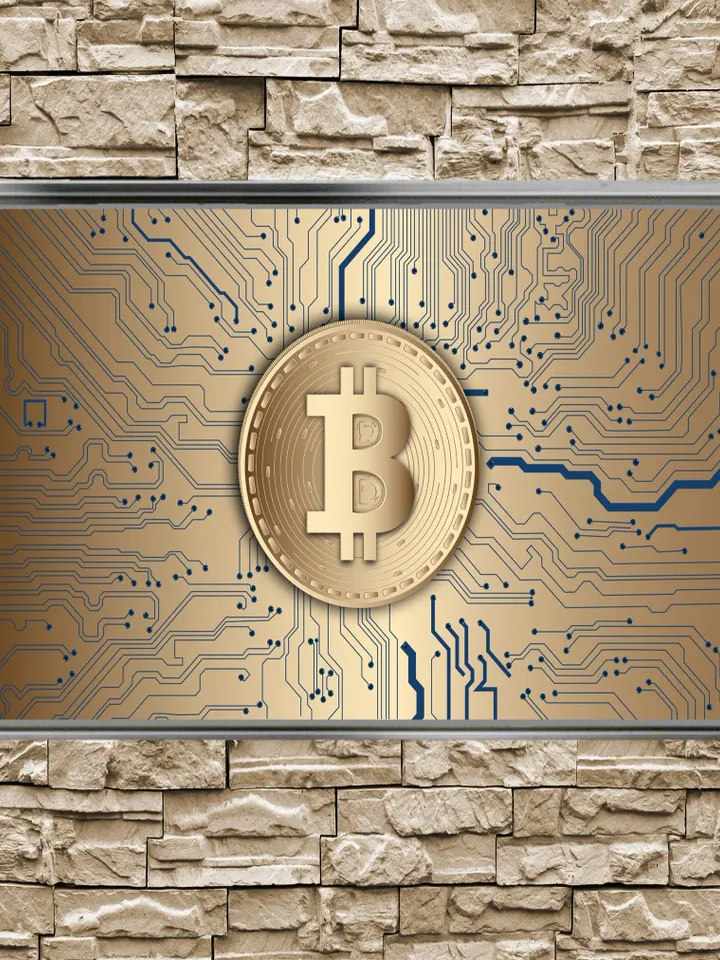Bitcoin Symbol Print on Canvas , Floating Frame Option, Modern Wall Art, Extra Large Canvas Wall Art