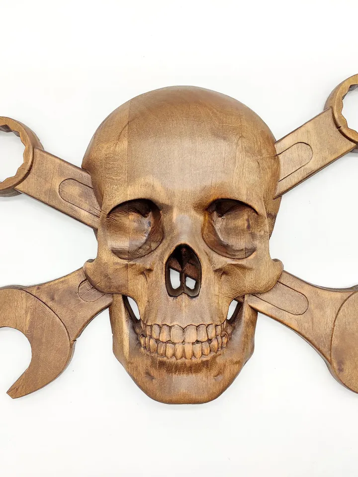 Wood sugar skull, Wooden tiki mask, wall decor, wall panel, wooden wall panel, wooden mask, wooden skull mask, carved mask